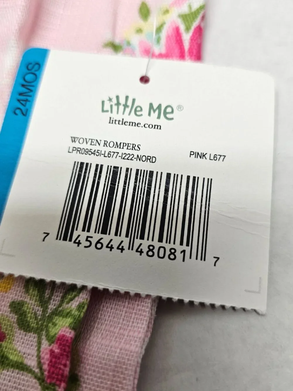 New Little Me Pink Baby Girl Flower Woven Romper Sleeveless Pom edge 24 Month
